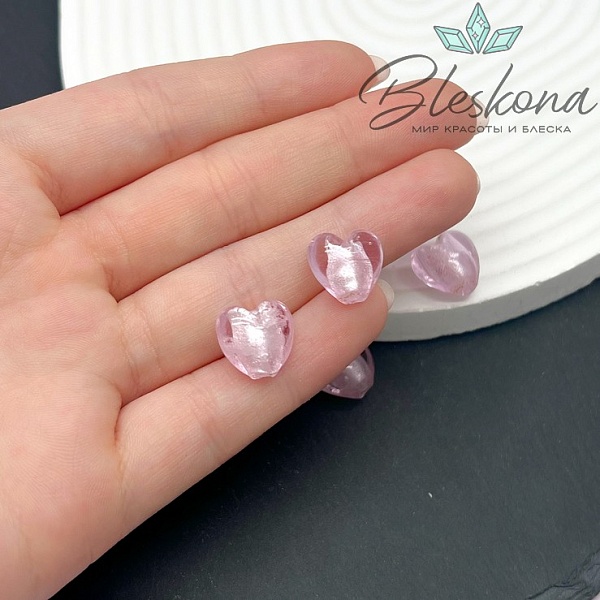 11,5*12,5 мм Бусина сердце розовое с серебром