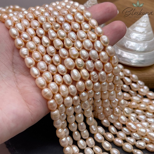 Жемчуг рис персиковый №1 6-6,5 мм 