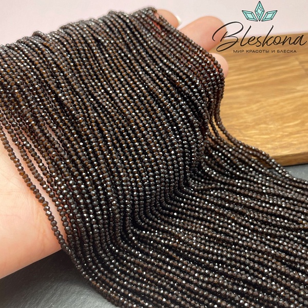 2 мм Бусины стекло темно-коричневое алмазная огранка