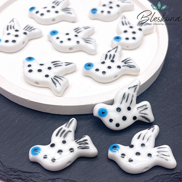 27*22 мм Керамика бусина Голубь белый (Птица)