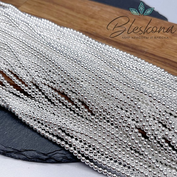 3 мм Гематин имитация, цвет светлое серебро 