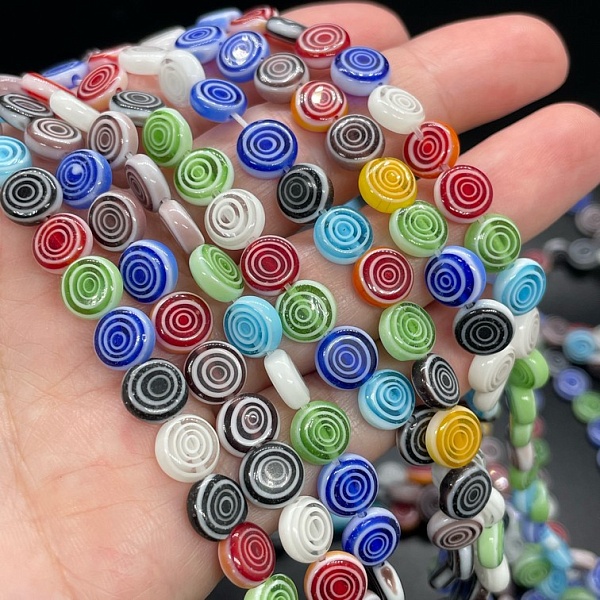 Муранское стекло  круг спираль 8 мм