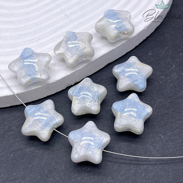 18*20 мм Бусина зефирная звезда  желто- голубое