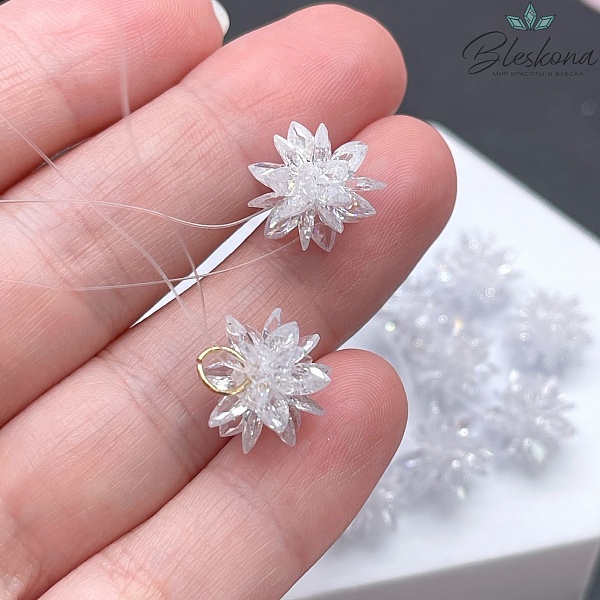 10*13 мм, Подвеска Циркон белый ежик (кубический цирконий, фианит) 