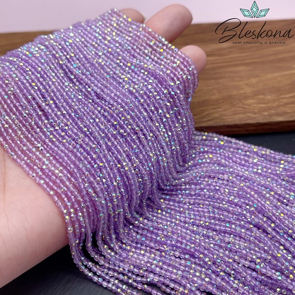 2 мм Бусины стекло фиолетовое с переливом алмазная огранка