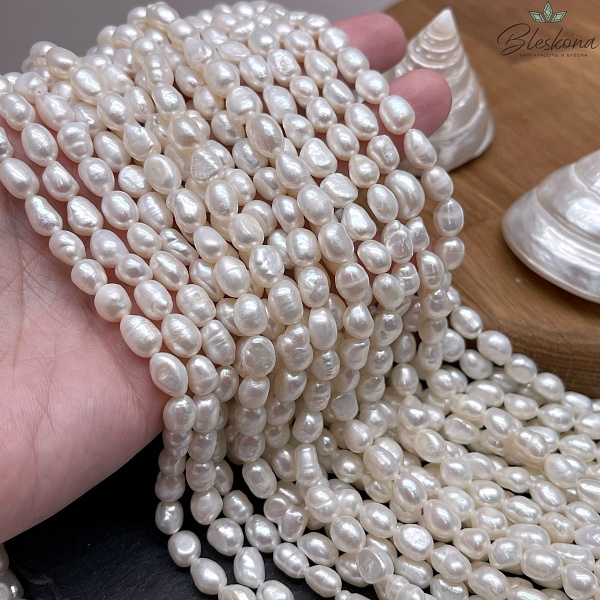 Жемчуг барочный рис белый 5,5-6 мм 