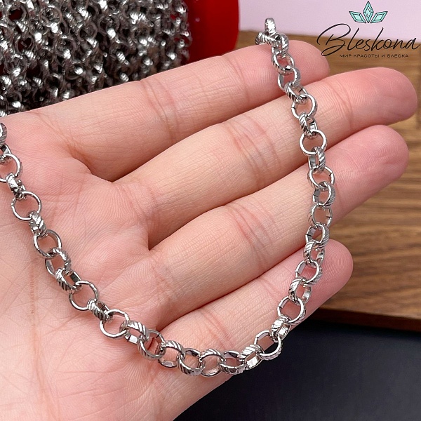 Цепь №4 цвет серебро 6*1,7 мм