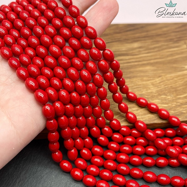 Жемчуг Майорка бочата, цвет красный 8*6 мм 