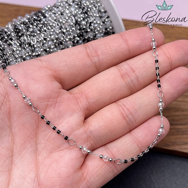 Цепь №211 цвет серебро 3 мм