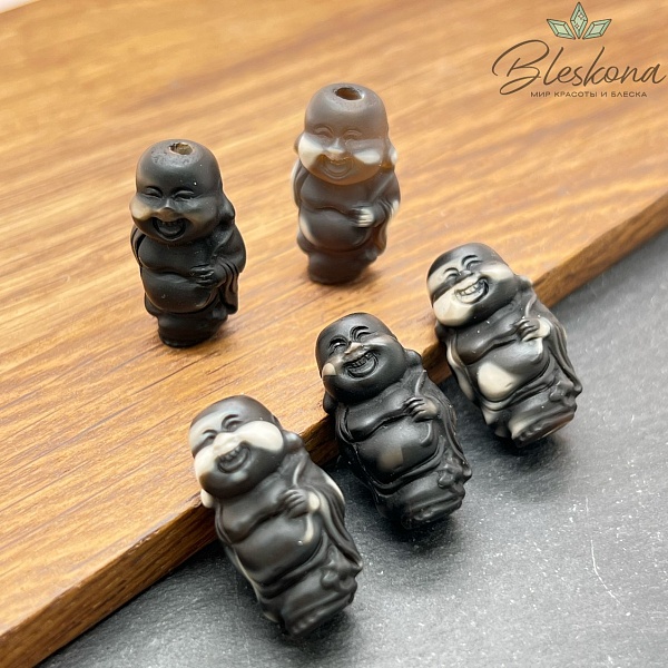 24*13 мм Резная бусина Улыбающийся  Будда (Хотей) из Агата