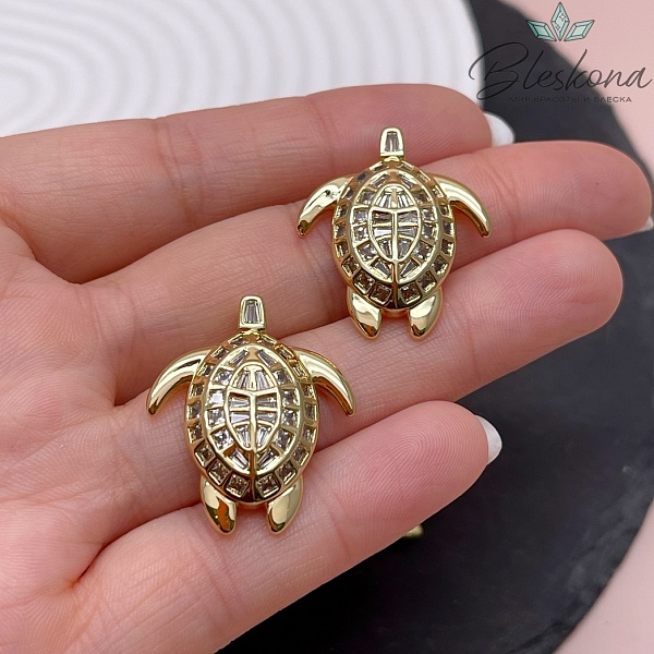 28*23,5 мм Цвет золото, Подвеска черепаха с цирконами
