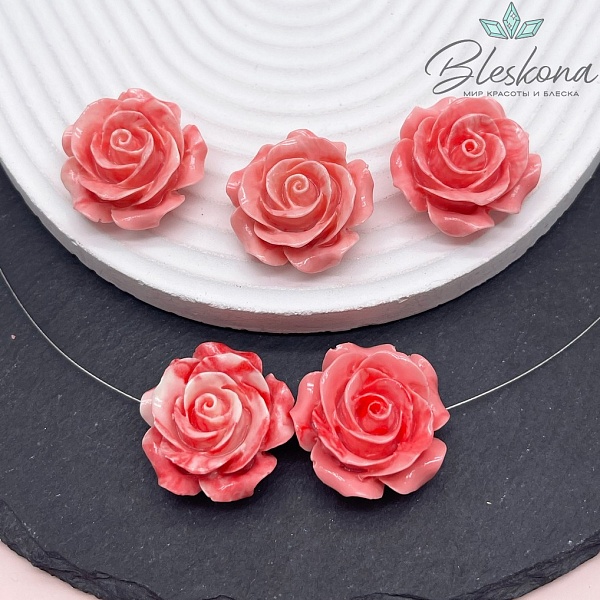 Бусина Розочка 27*14 мм (имитация коралла)