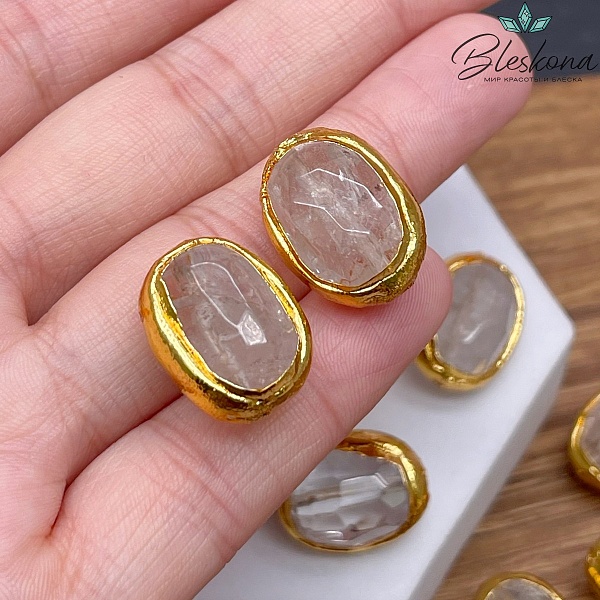 19*15 мм Цвет золото, Бусина Горный Хрусталь в обрамлении