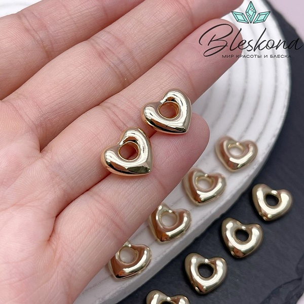 12*13,5 мм Цвет золото, Подвеска сердце контур объемное