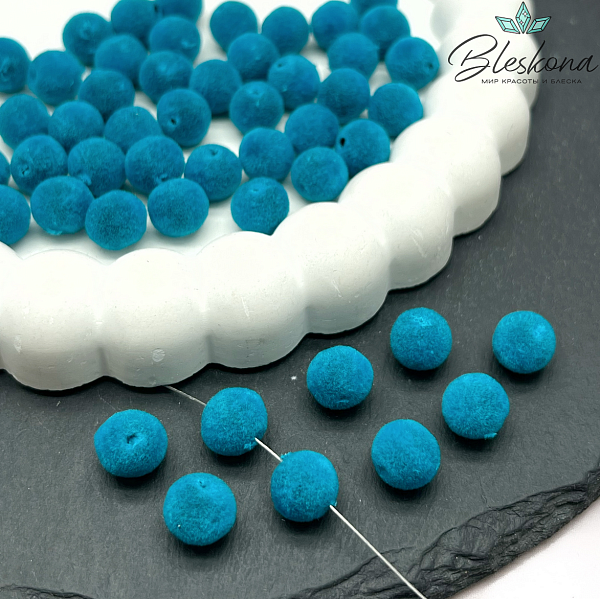 8мм Бархатная бусина, Цвет синий