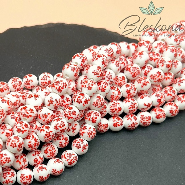 10 мм Керамика Бусина роспись гжель №10