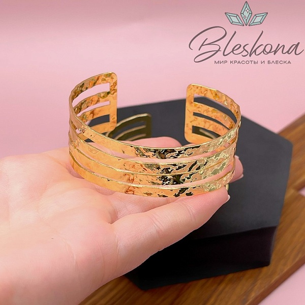 58-60 мм Цвет золото, Основа для браслета мятая