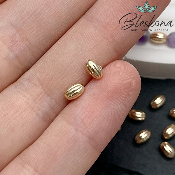 5*3 мм Цвет золото, Бусина-разделитель рис резной уп.10 шт.