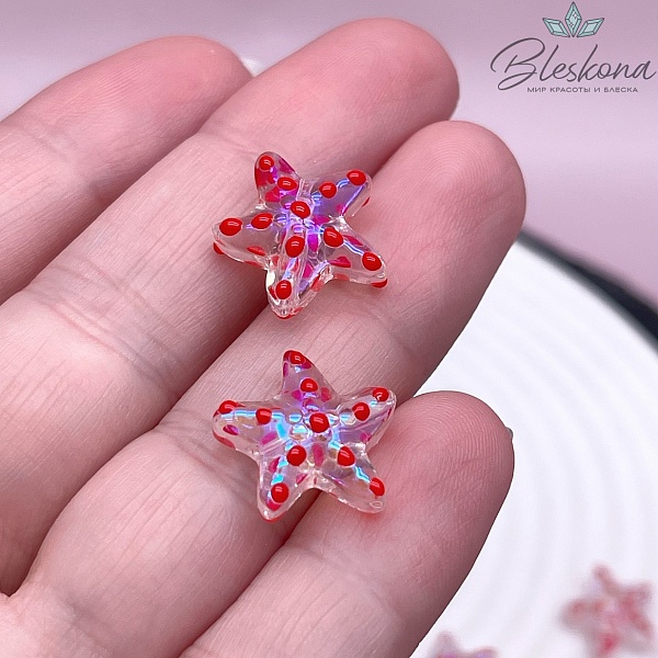 14*15 мм, Бусина Морская звезда прозрачная с переливом