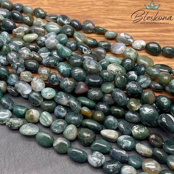 Агат Моховой галтовка (9-12)*(8-9) мм