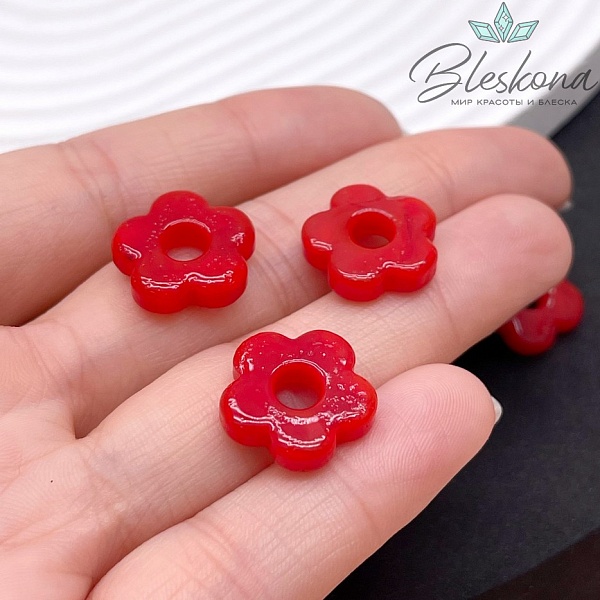 15 мм Подвеска цветок красный