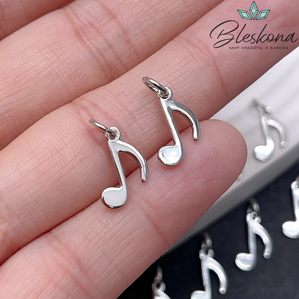 13*7 мм Цвет серебро, Подвеска Нота
