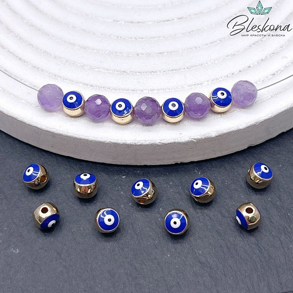 6 мм Цвет золото, Бусина с глазком