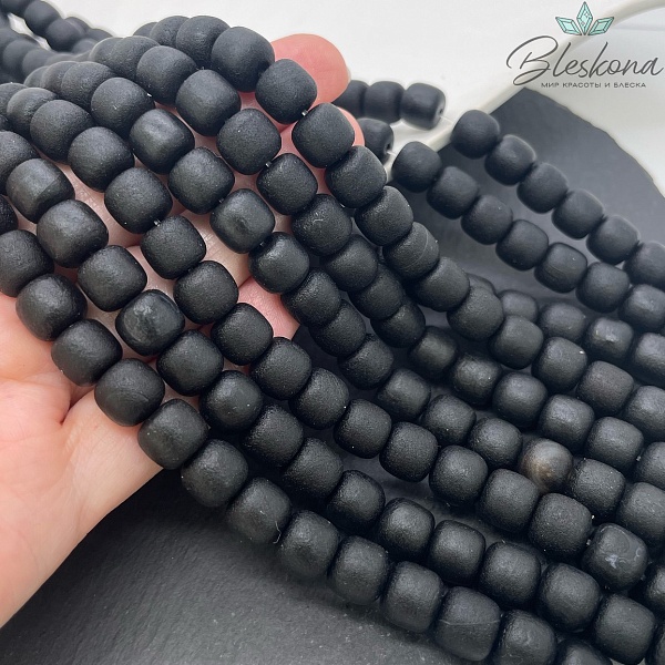 Агат черный бочата в термической обработке 8,5*9 мм