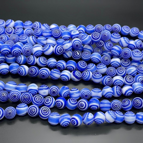 Муранское стекло синее спираль 8мм