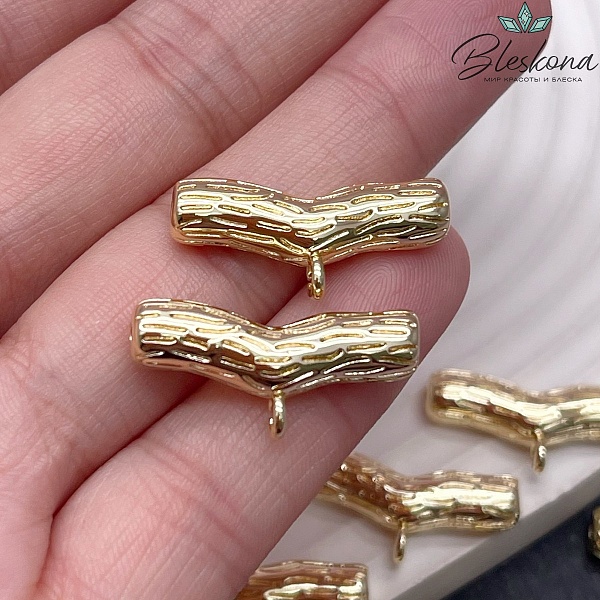 25*6 мм Цвет золото, Бейл трубочка фактурная разъемное кольцо