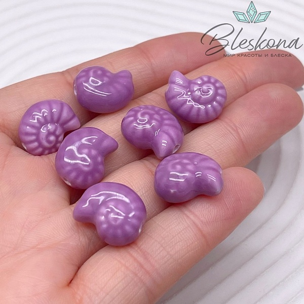 15*11,5 мм Бусина Аммонит, керамика цвет фиолетовый