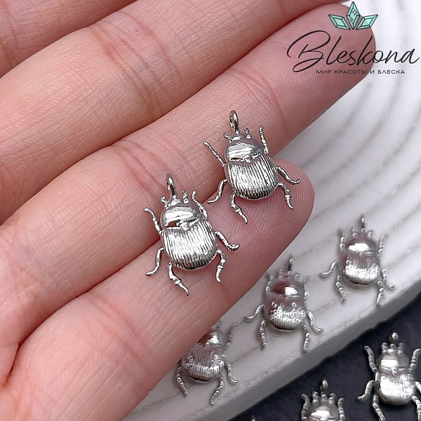 16,8*12,8 мм Цвет серебро, Подвеска Жук скарабей
