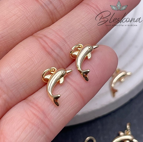 10*12 мм Цвет золото, Подвеска Дельфин 
