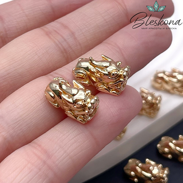 16,6*8,5 мм Цвет золото, Бусина гладкая Пи Яо 