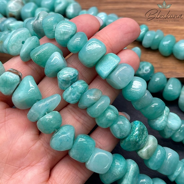 Оникс фриформ, цвет морской волны (6-10)*(10-15) мм