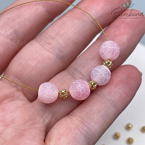 4 мм Цвет золото, Бусина Шар ромб Люкс уп. 10 шт.