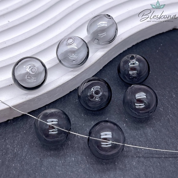 16 мм Бусина шар стекло серое