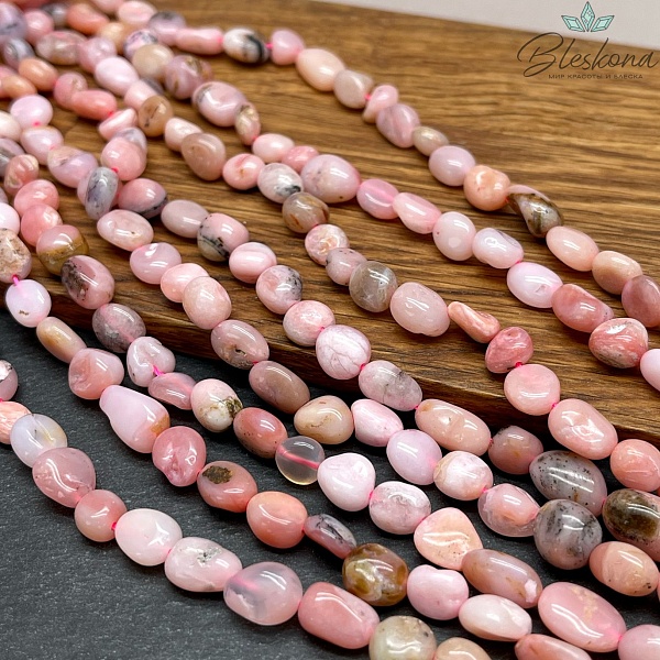 Опал розовый галтовка 9-11 мм