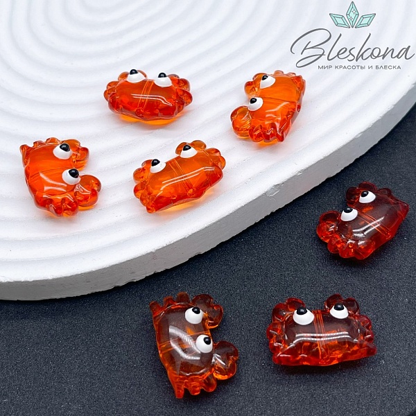 15*21 мм Бусина крабик оранжевый