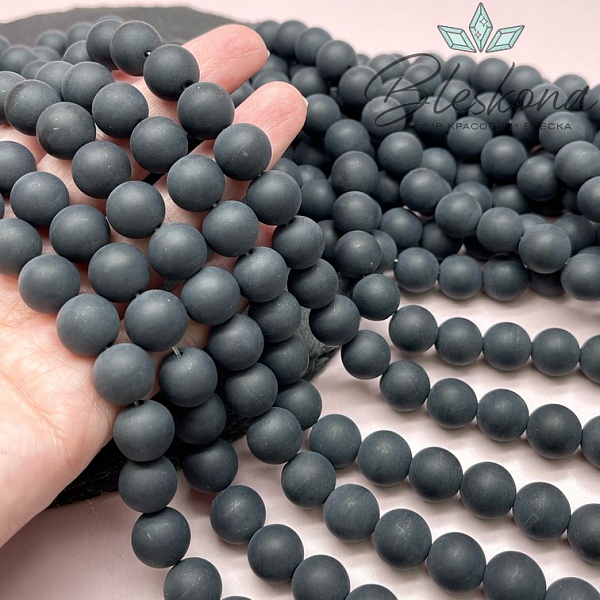 Агат черный матовый 12 мм 