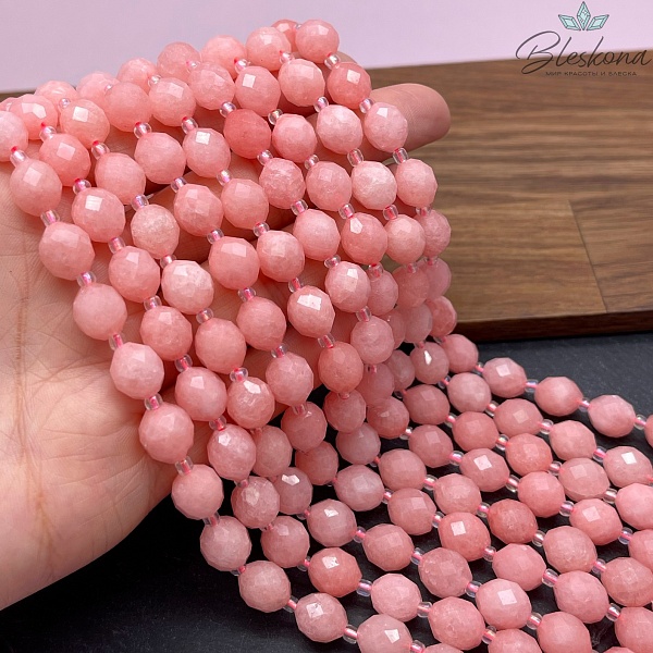 Кварц (тонированный) розовый овал огранка 10*8 мм