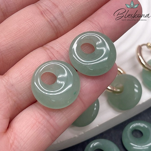 Бублик смещенный центр Авантюрин зеленый 18 мм