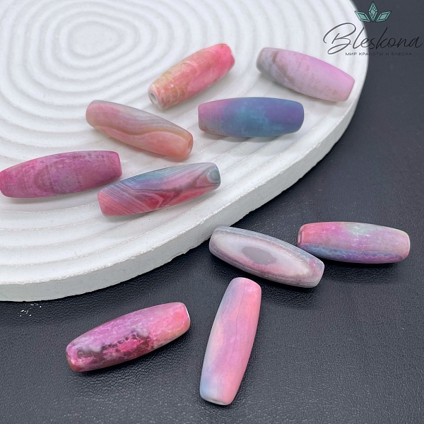Дзи природные розовые из агата 30*11 мм