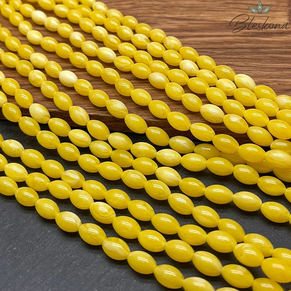 Янтарь желтый рис 9*6 мм