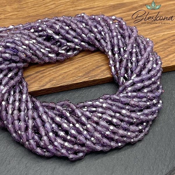 Циркон капля огранка фиолетовый 6*4 мм (кубический цирконий, фианит) 