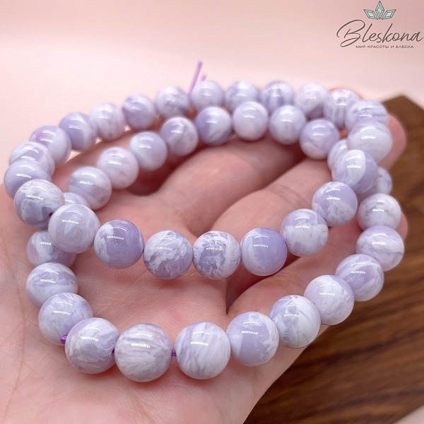 Лунный Лавандовый кварц (Лавандовая Луна) 8,5-9 мм сет 18 см