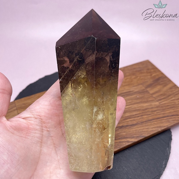 Цитрин с раухтопазом кристалл огранка 14*6 см