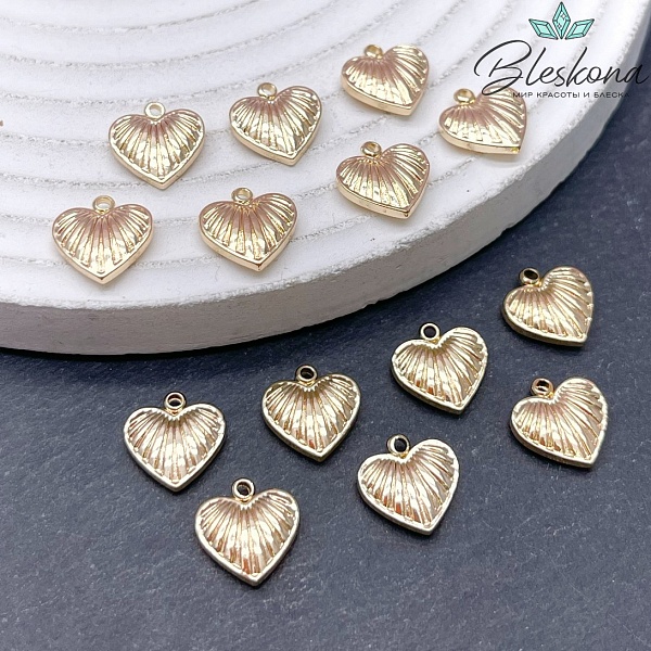 10мм Цвет золото, Подвеска Сердце лучи 