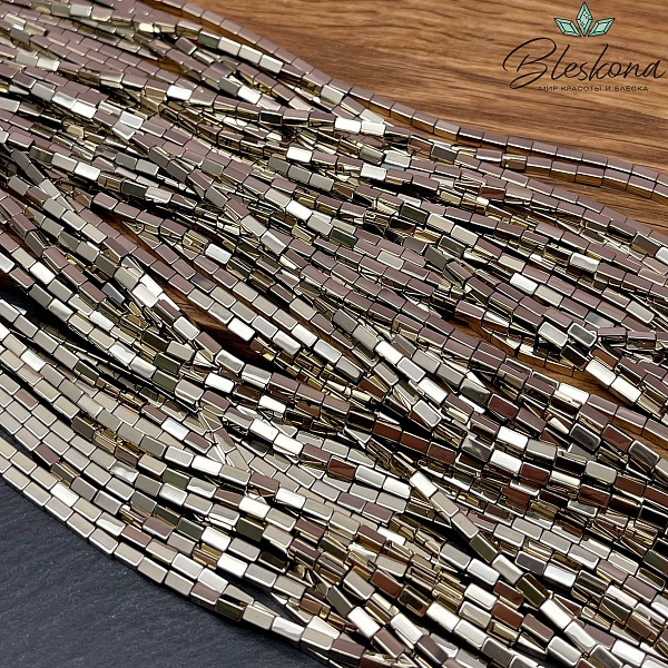 2*4 мм Гематин имитация, темное золото, прямоугольник 