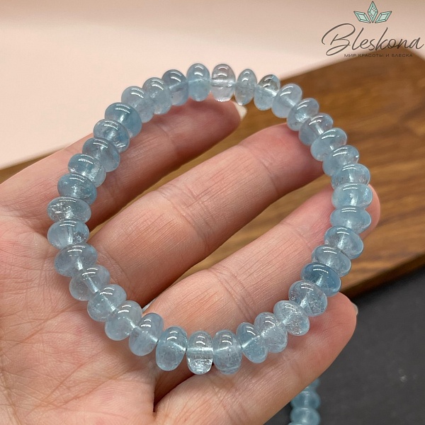Топаз голубой рондель 8 мм сет 18 см